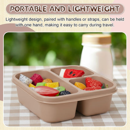 Honeydak 5 Pack Snack Containers 3 Compartment Bento Snack Boxes Divided Meal Prep Containers with Lids Reusable Adults Lunch Food Storage Box for School Work Travel(Elderberry)
