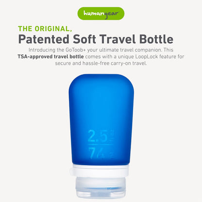 humangear GoToob+ (XL) | Refillable Silicone Travel Bottle | Locking Lid | Food-Safe Material | Blue, XL (6 fl.oz.; 177ml)