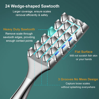 SUCCFLY Stainless Steel Fish Scaler, Wedge Sawtooth Fish Descaler Tool