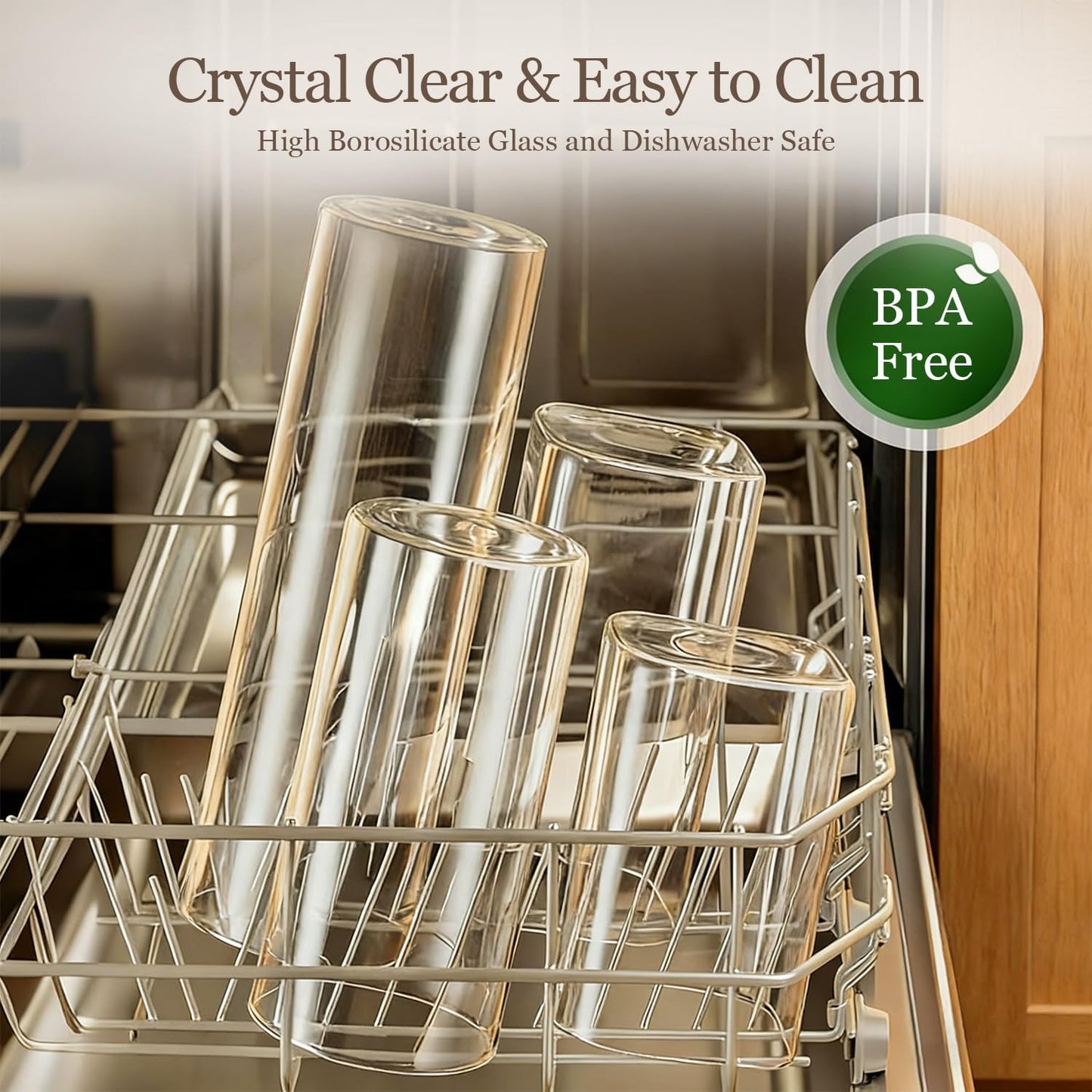 ComSaf 2Pcs Large Glass Storage Containers with Lids 4Qt, 1 Gallon Wide Mouth Flour Sugar Storage Containers, Large Capacity and Sealed for Rice, Cereal, Oat, Easy Clean and Scoop, Pantry Organization