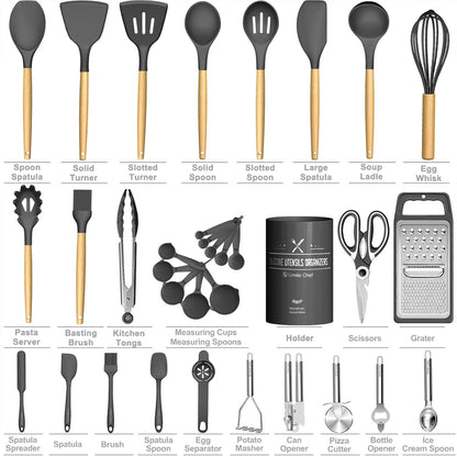 Umite Chef Food Grade Thickened Silicone (Stainless Steel Core) Kitchen Gadgets Tools Set - Kitchen Cooking Utensils Set, Heat Resistant Kitchen Spatula Tools Set