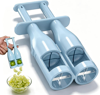 Double Barrel Grape Cutter for Toddlers, Slicer Tool for Fruits & Veggies