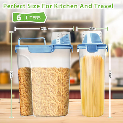 Viretec Rice Storage Container, 15 to 20lb Dry Food Airtight Dispenser, Pet Dog Cat Food Canister, BPA Free Clear Plastic Kitchen and Pantry Bin for Oatmeal, Cereal, Pasta, Flour Pack of 2 Grey