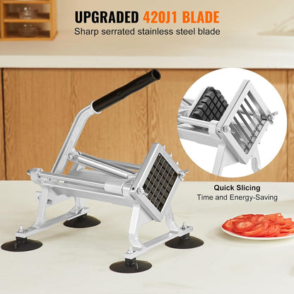 VEVOR Commercial Vegetable Slicer, 3/8" and 3/16" Tomato Slicer, Stainless Steel and Aluminum Alloy Vegetable Cutter Slicer, Manual Tomato Slicer with Non-slip Feet, for Tomatoes, Potatoes, Onions