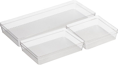 Oggi Clear Drawer Organizer - 3" X 12.5" - Ideal for Organizing Kitchen Drawers, Office, Desk, Silverware, Kitchen Utensils, Cosmetics and Bathrooms
