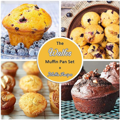 Walfos Silicone Muffin Pan - 12 Cups Regular Silicone Cupcake Pan, Non-stick Great for Making Muffin Cakes, Tart, Bread - BPA Free and Dishwasher Safe