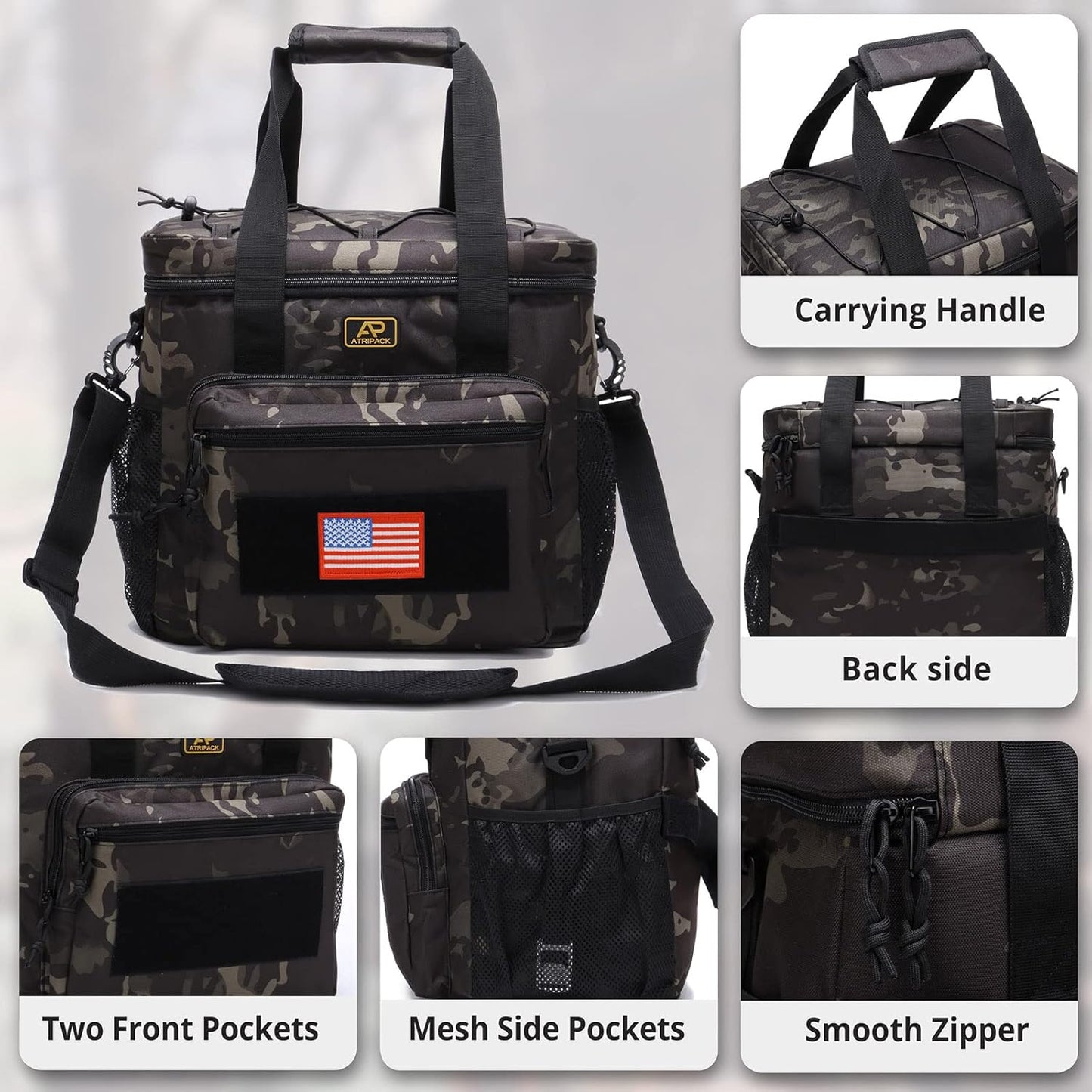 Lunch Box for Men, Tactical Lunch Bag MOLLE Webbing Leakproof Insulated Lunch Cooler Women Adult Meal with Adjustable Shoulder Strap Lunch Pail (Blue)