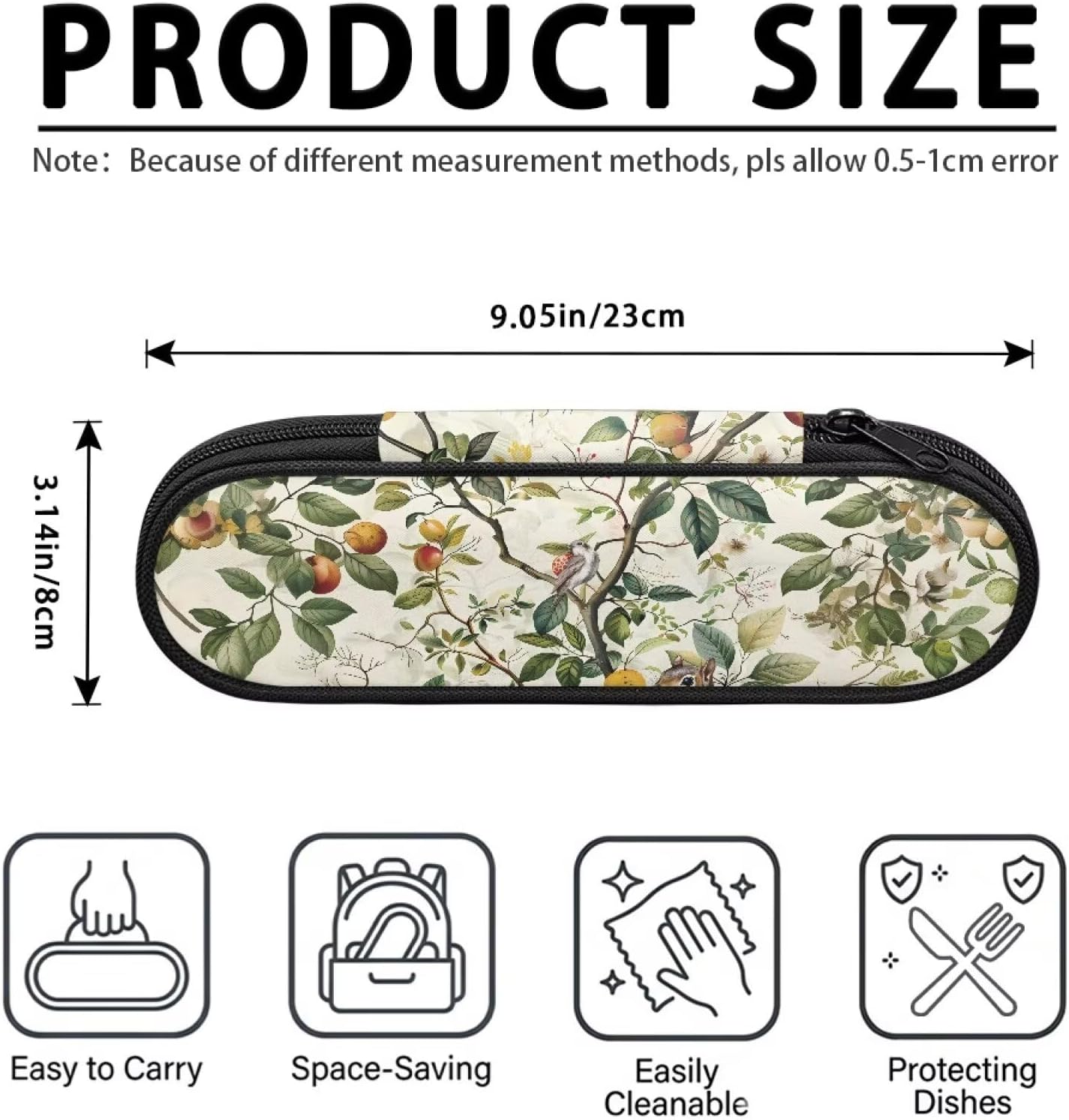 Travel Cutlery Set with Case for Kids Portable Utensil Case Reusable Silverware Pouch for School Travel Lunch Capybara Flower