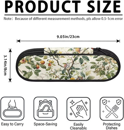 Travel Cutlery Set with Case for Kids Portable Utensil Case Reusable Silverware Pouch for School Travel Lunch Capybara Flower