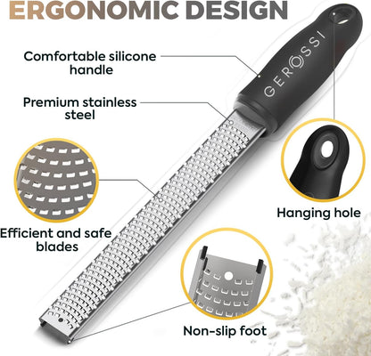 Stainless Steel Lemon Zester with Handle, Citrus Zester Grater for Cheese