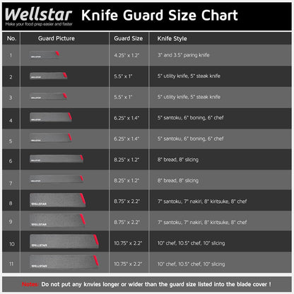 WELLSTAR Knife Edge Guards 8 Inch, Universal Blade Covers, BPA Free ABS Protective Blade Sheaths, Non-Scratch Felt Lining Kitchen Knives Covers (Knives not included)