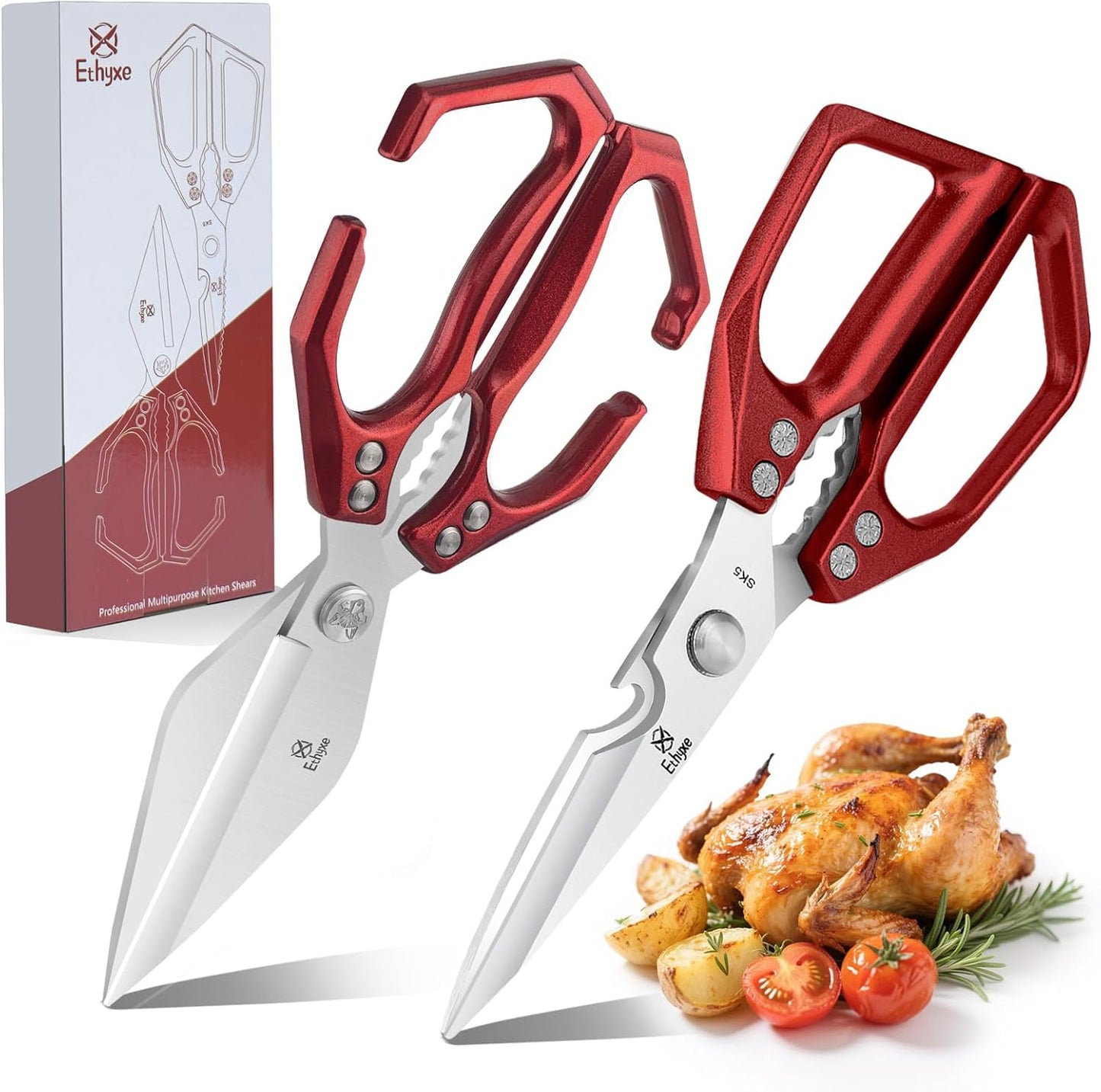 Kitchen Scissors All Purpose - Heavy Duty Poultry Shears, Ultra Sharp Japanese Steel Cooking Scissors for Food, Dishwasher Safe