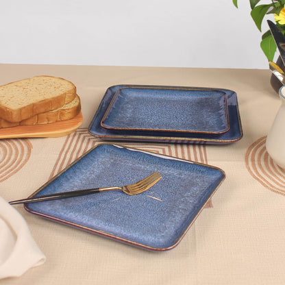 Porcelain Plate Set Large Serving Tray Set of 4, Reusable Serving Platters for Party Food, Cookie, Appetizer, Charcuterie, Snack, Dessert Display,Stackable Kitchen Dish 14.4 INCH