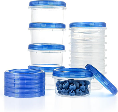Heavy Duty Airtight Plastic Containers with Twist Top Lids, Stackable Freezer Containers for Lunch, Salad, Soup, Leftover, Ice Cream, BPA Free [6 Pack-32 oz]