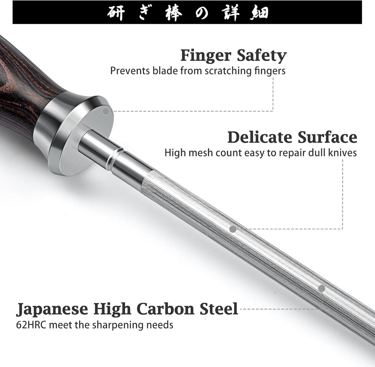 HOSHANHO Honing Rod, 12 Inch Professional Kitchen Knife Sharpener Rod