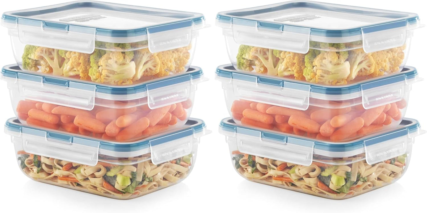 Snapware Plastic Total Solution 3-Pack (8.5-Cup) Food Storage Containers Set, Leakproof & Airtight Plastic Locking Lids Rectangular Containers, BPA-Free Lids, Microwave Dishwasher Freezer Safe