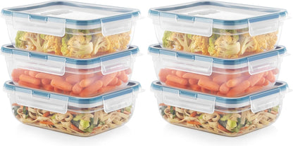 Snapware Plastic Total Solution 3-Pack (8.5-Cup) Food Storage Containers Set, Leakproof & Airtight Plastic Locking Lids Rectangular Containers, BPA-Free Lids, Microwave Dishwasher Freezer Safe