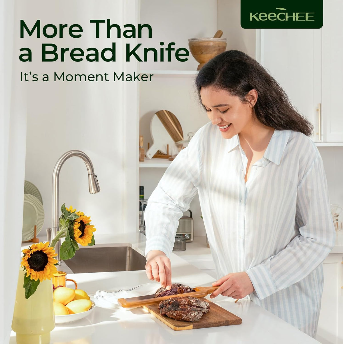 keechee Adjustable Bread Knife for Sourdough and Homemade Loaves