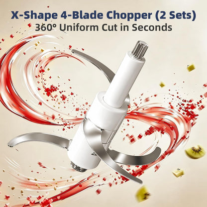 600W Food Chopper 8 Cup Glass Food Processor Meat Grinder
