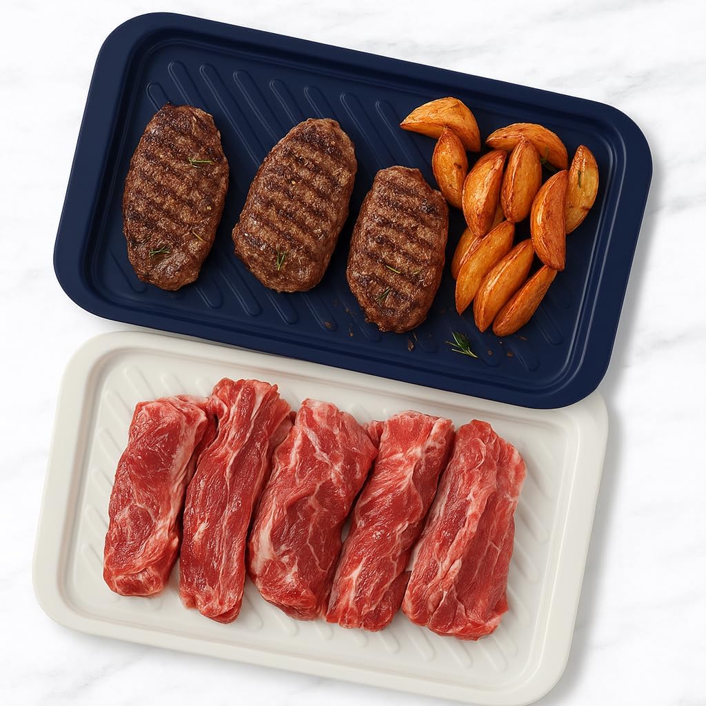 TP Grilling Prep and Serve Trays, 17 x 10.5 inch BBQ Trays for Cooked and Raw Foods, Set of 2 Melamine Serving Platters for Meats, Grill Accessories, Black and Red