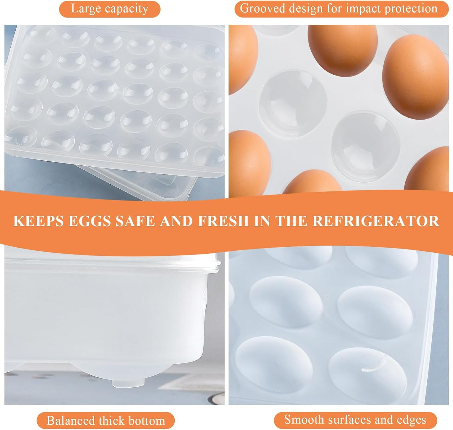 3 Pcs 90 Slots Deviled Egg Containers with Lids, Plastic Deviled Egg Platter, Stackable Egg Carrier, Reusable Deviled Egg Holders with Piping Tool Set for Thanksgiving Easter Party Picnic
