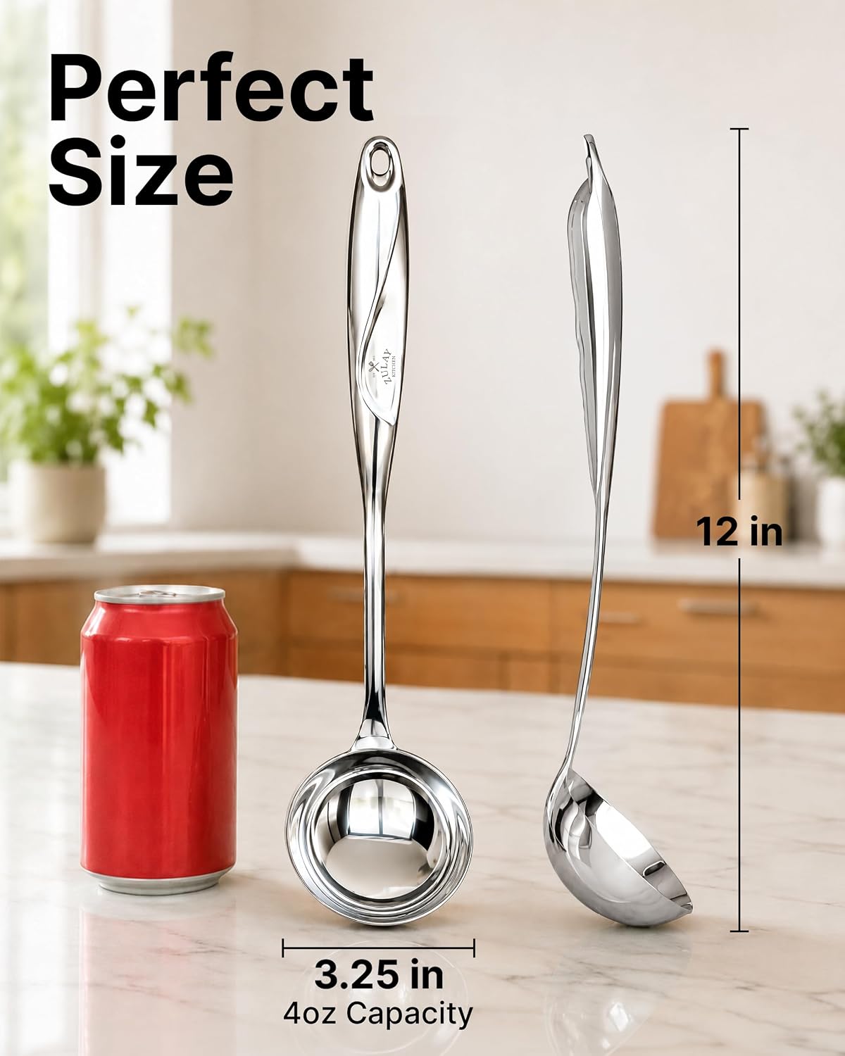 Zulay Kitchen Stainless Steel Serving Spoon - 11.5” Large Cooking & Serving Spoon with Ergonomic Handle - Durable, Rust-Resistant & Dishwasher Safe Kitchen Utensil for Cooking and Buffets
