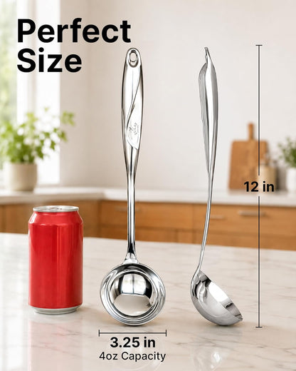 Zulay Kitchen Stainless Steel Serving Spoon - 11.5” Large Cooking & Serving Spoon with Ergonomic Handle - Durable, Rust-Resistant & Dishwasher Safe Kitchen Utensil for Cooking and Buffets