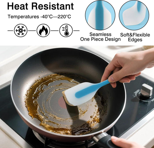 Silicone Spatula Set – 4-Piece Heat-Resistant Flexible Utensils with Stainless Steel Core – Premium Food Grade, BPA-Free, Seamless Kitchen Tools – Dishwasher Safe, Heavy Duty, Non-Slip Grip
