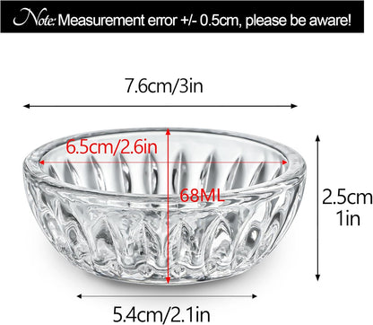 kanpura Mini Glass Bowls, Square Prep Bowl, Dishwasher Safe, Pinch Bowls for Dipping Spices Sauce, Stackable, 1.8 oz, Set of 6, (Clear)