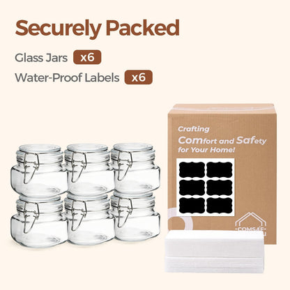 ComSaf Set of 3 Square Glass Jars with Airtight Lids (51 Oz) — Wire Clamp Canisters for Small-Batch Pickling, Kimchi, Bulk Dry Food, Wide Mouth Space Saving Kitchen Pantry Organization Jars