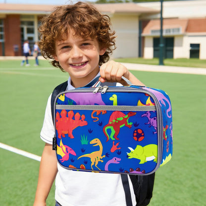 FlowFly Kids Lunch box Insulated Soft Bag Mini Cooler Back to School Thermal Meal Tote Kit for Girls, Boys, Black