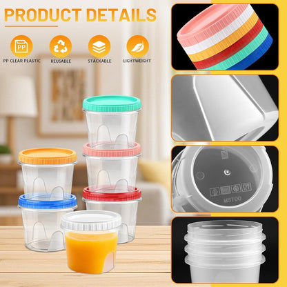 12 Pack Freezer Containers with Screw On Lids, 10oz Stackable Reusable Food Storage Container, Airtight Plastic Storage Containers with Twist Top Lids for Food Sauce Jello Soup
