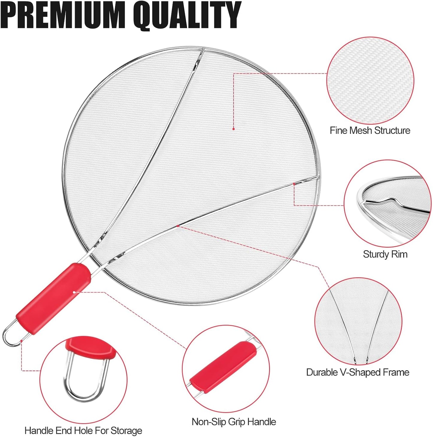 Stainless Steel Splatter Screen for Frying Pan - 9.8" 11.4" 13" Ultra Fine Mesh Grease Splatter Guard, Hot Oil Splatter Guard Shield Grease for Cooking, Kitchen Splash Guard to Prevent Oil Splatter