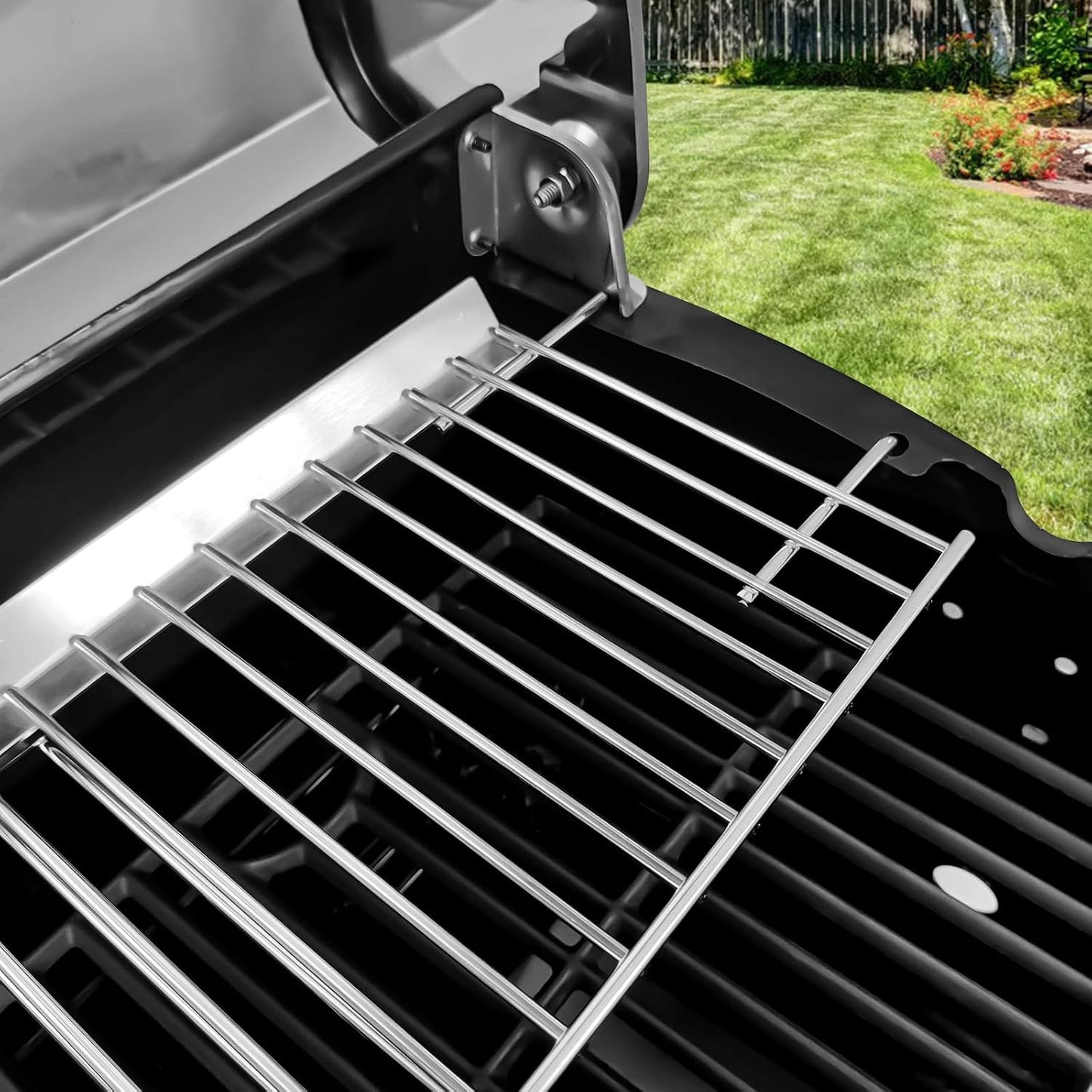 Utheer 2-Pack Griddle Warming Rack for Blackstone 28" Griddles, Stainless Steel Flat Top Grill Accessories | Reversible Rack Adds Prep Space, Foldable Clip-On Design Expands Cooking & Holding Area