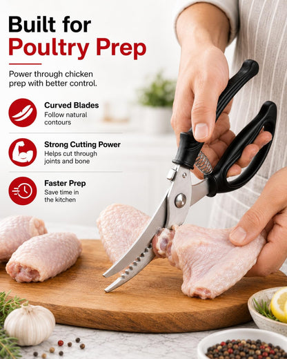 Poultry Shears, Heavy Duty Kitchen Scissors for Chicken & Turkey
