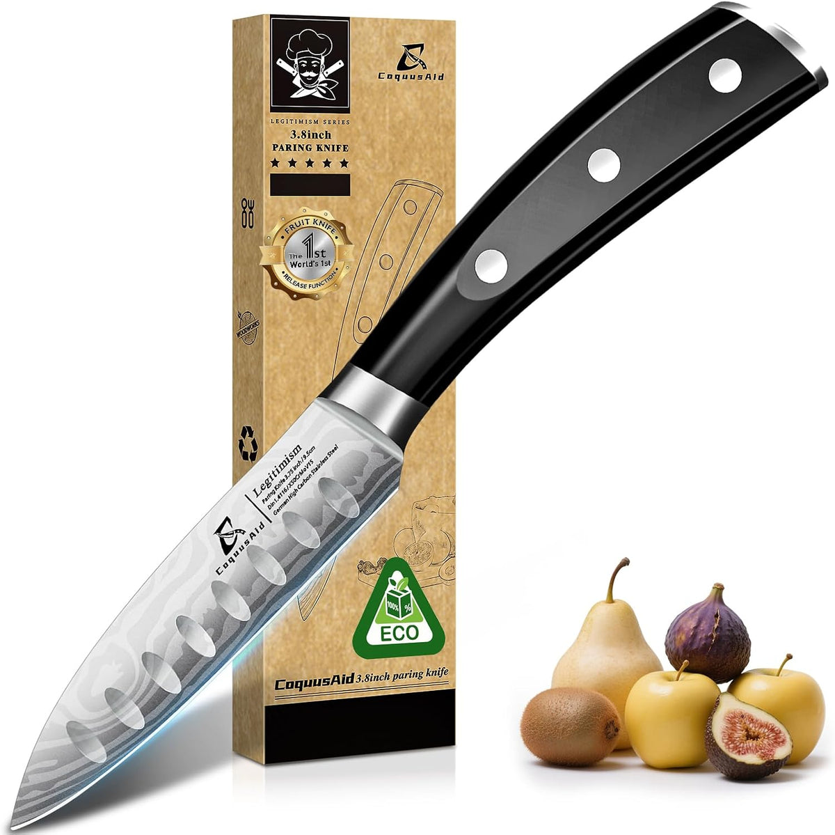CoquusAid 5 inch Kitchen Utility Knife, Serrated Blade Tomato Knife