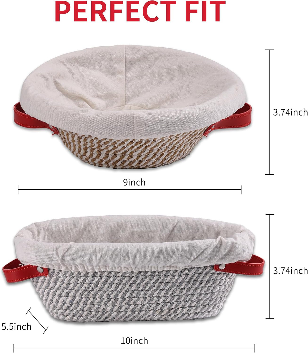 Banneton Bread Proofing Basket, 15" Baguette Sourdough Basket with Liner