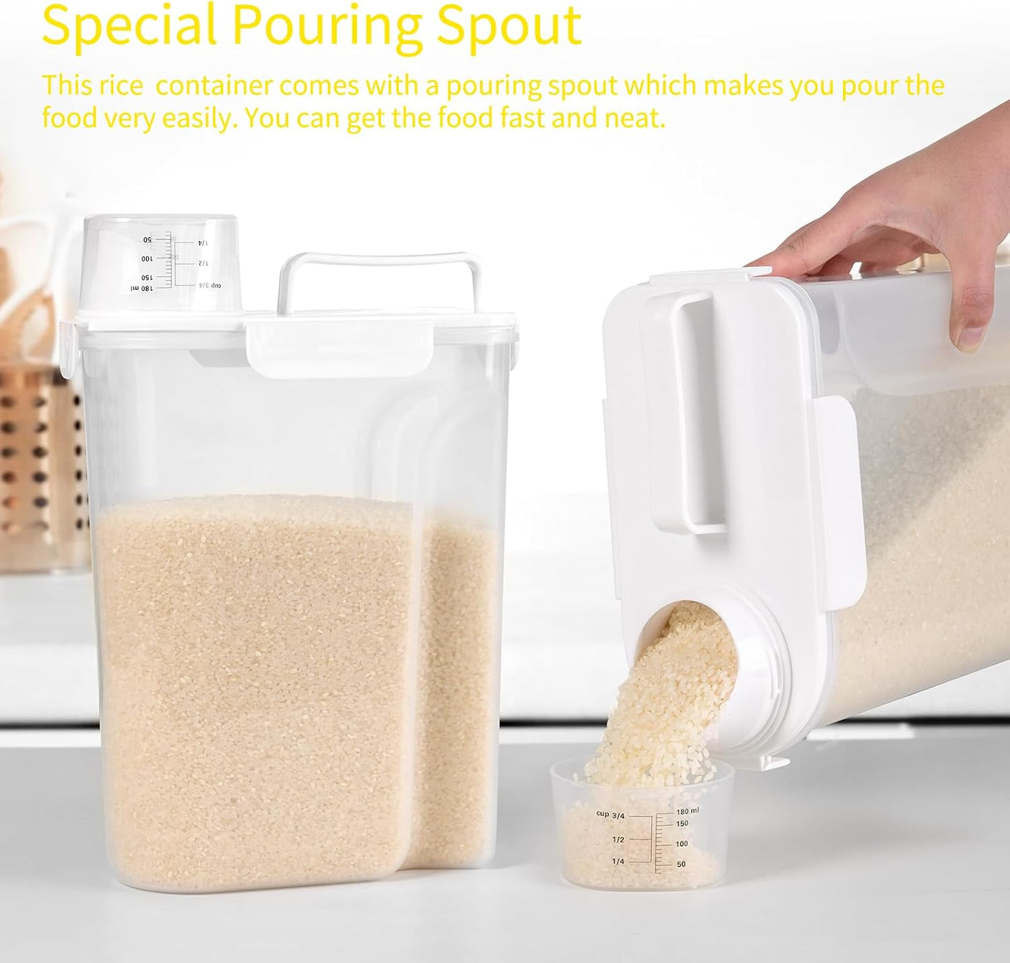 FrutPunch Rice Container,Rice Storage Container,3-5 Lbs Tcereal Storage Container,Suitable for Home Kitchen Rice, Soybean Food Storage,Pet Food Storage Containers (2.3, Liters)