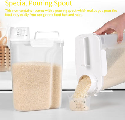 FrutPunch Rice Container,Rice Storage Container,3-5 Lbs Tcereal Storage Container,Suitable for Home Kitchen Rice, Soybean Food Storage,Pet Food Storage Containers (2.3, Liters)