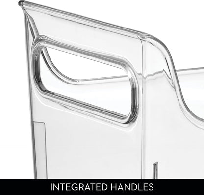 iDesign Condiment Organizer for Fridge - Plastic Fridge Organizer Bins with Handles, Set of 4, Clear