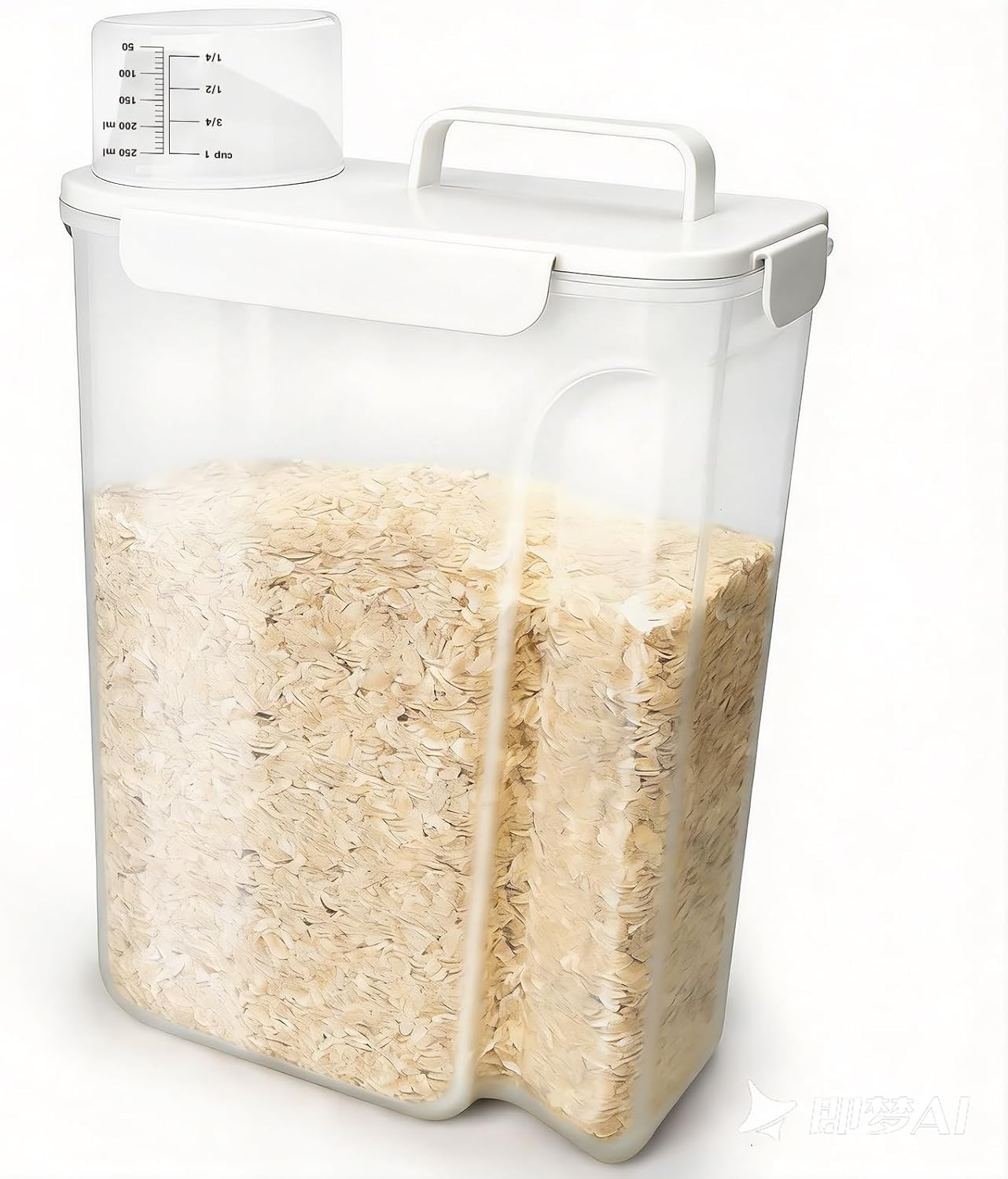 Komzon Rice Storage Containers, Rice dispenser with Pouring Spout Portable Handle for Flour, Pasta, Grain and Baking, Pet Dog Cat Bird Food Container 20 LB Grey