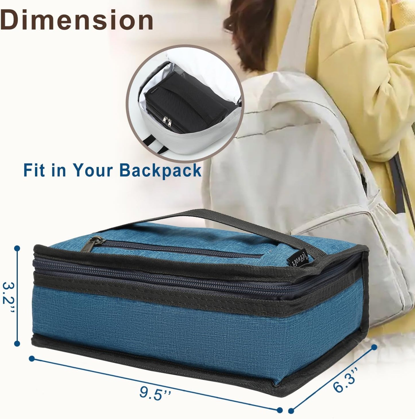 FlowFly Small Insulated Lunch box Portable Soft Bag Mini Cooler Thermal Meal Tote Kit with Handle for Work & School, Black