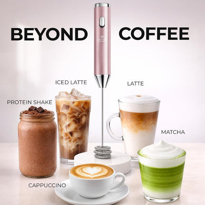Zulay Kitchen Rechargeable Milk Frother Handheld - Frother Wand, Drink Mixer, Electric Whisk Frother, for Cappuccinos, Matcha & Protein Powder - Dynamic 3 Whisk, 3 Speed 500mAh Black - Colors D