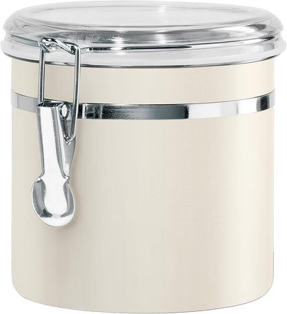 Oggi Stainless Steel Kitchen Canister 62 fl oz - Airtight Clamp Lid, Clear See-Thru Top - Ideal for Kitchen Storage, Food Storage, Pantry Storage. Large Size 5" x 7.5".
