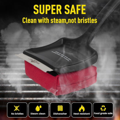 19" Large Bristle-Free Steam Grill Brush,No Bristle Shedding – Safe Grill Accessories for Cast Iron, Porcelain& Charcoal Grills,Ultra-Strong Outdoor Grill Cleaner