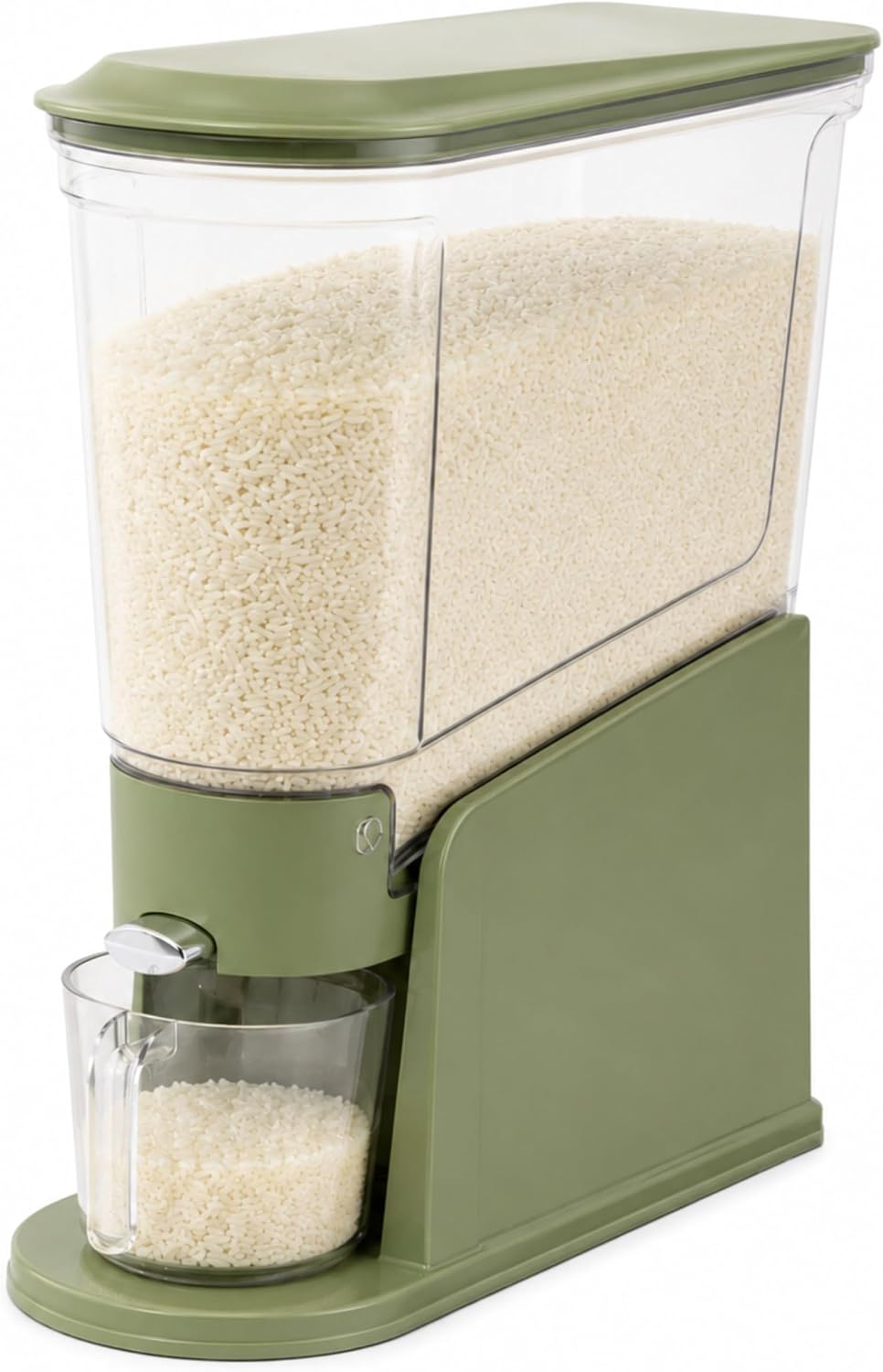 ROOM127 Rice Dispenser 22 Lbs, Large Airtight Grain Container, Cream White | Family Size Storage, BPA-Free, Moisture-Proof Seal, One-Touch Pouring, Clear Window, for Cereal, Beans, Oats & Dry Food