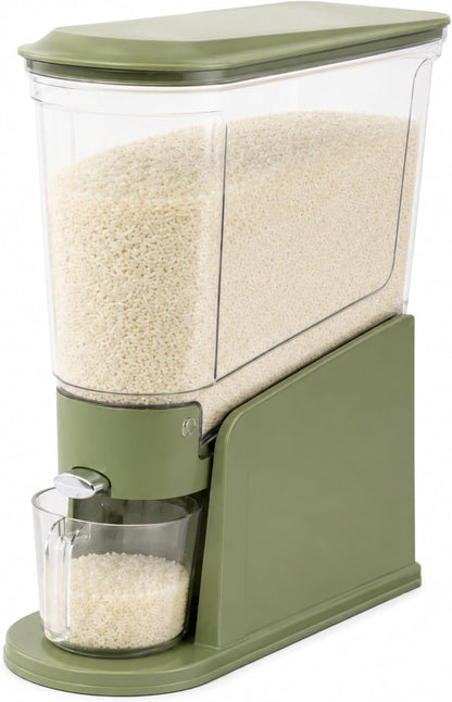 ROOM127 Rice Dispenser 22 Lbs, Large Airtight Grain Container, Cream White | Family Size Storage, BPA-Free, Moisture-Proof Seal, One-Touch Pouring, Clear Window, for Cereal, Beans, Oats & Dry Food