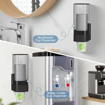 MYITYARD Cup Dispenser, Pull Type Wall Mount Cup Holder for Water Cooler Fit 3oz-5oz Disposable Paper and Plastic Cups, Bathroom Mouthwash Cup Dispenser for Home, Office, Gym, Hospital (White)