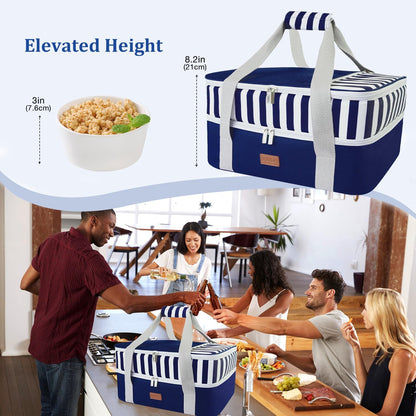 Expandable Casserole Carrier Bag - Double Decker Food Bag, Insulated Casserole Carrier for Hot or Cold Food, Lasagna Holder Tote for Picnics,Beaches,Traveling or Gifts