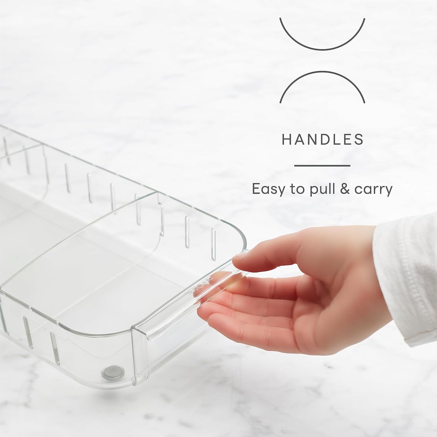 YouCopia RollOut Fridge Caddy BPA-Free Clear Rolling Refrigerator Organizer Bin with Adjustable Dividers and Handles, 9" Wide